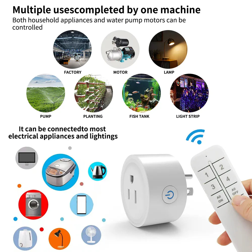 Essentialshouses SIXWGH Smart Socket Bluetoot US Plug , 2.4G Remote Control,Home Appliance eWelink App Control Timing socket