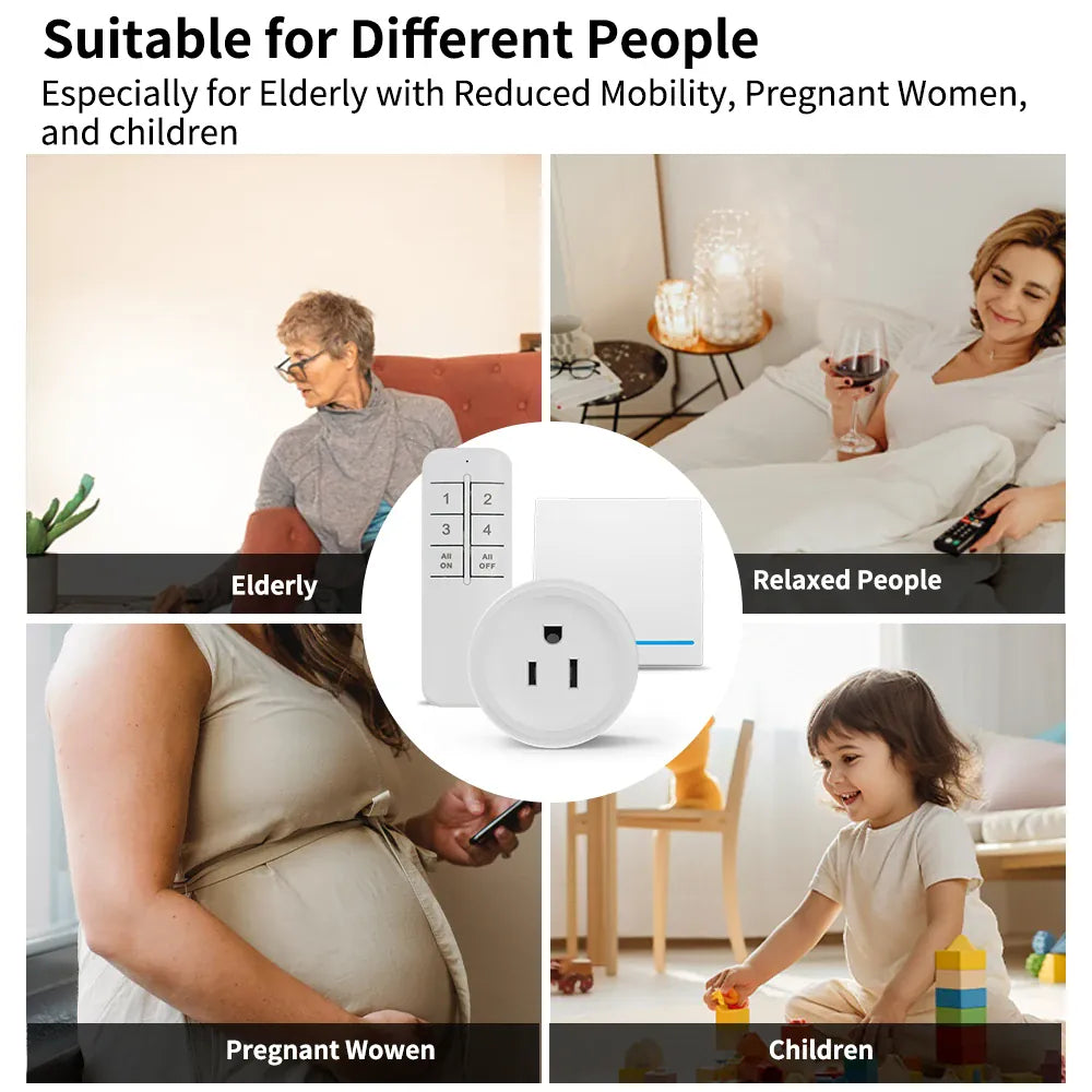 Essentialshouses SIXWGH Smart Socket Bluetoot US Plug , 2.4G Remote Control,Home Appliance eWelink App Control Timing socket