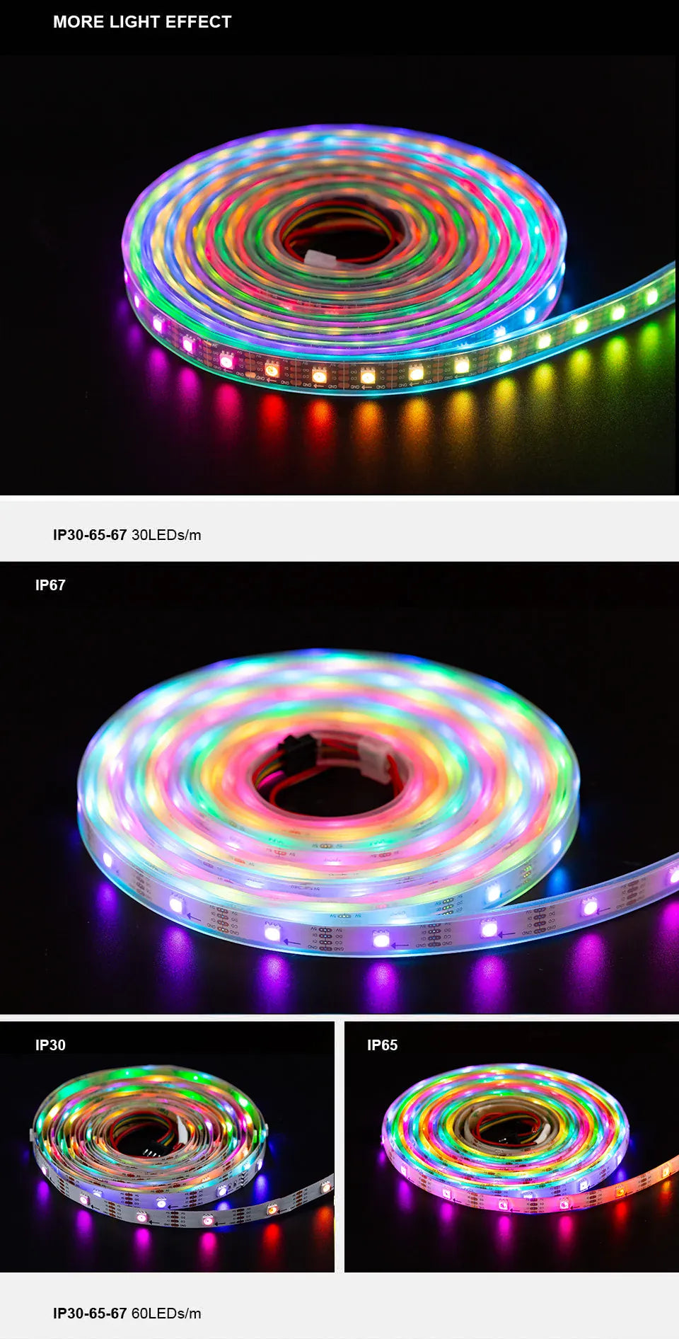 Essentialshouses SK9822 RGB Led Strip Light Similar APA102 1m 5m 30 60 144 LED DATA and CLOCK Separately Individually Addressable IP30 65 67 DC5V