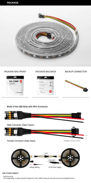 Essentialshouses SK9822 RGB Led Strip Light Similar APA102 1m 5m 30 60 144 LED DATA and CLOCK Separately Individually Addressable IP30 65 67 DC5V