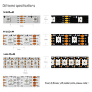 Essentialshouses SK9822 RGB Led Strip Light Similar APA102 1m 5m 30 60 144 LED DATA and CLOCK Separately Individually Addressable IP30 65 67 DC5V