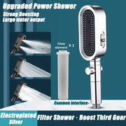Essentialshouses Sliver Shower New 3 Modes Shower Head High Pressure Spa Water Saving Hand-Held Water Purifier Filter Hose Bathroom Faucet Mixer Accessories