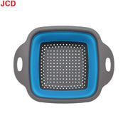 Essentialshouses Small blue 1 JCD 1pcs Fruit Vegetable Washing Basket Foldable Strainer Silicone Colander Dish Collapsible Drainer Filter Kitchen Storage Tool