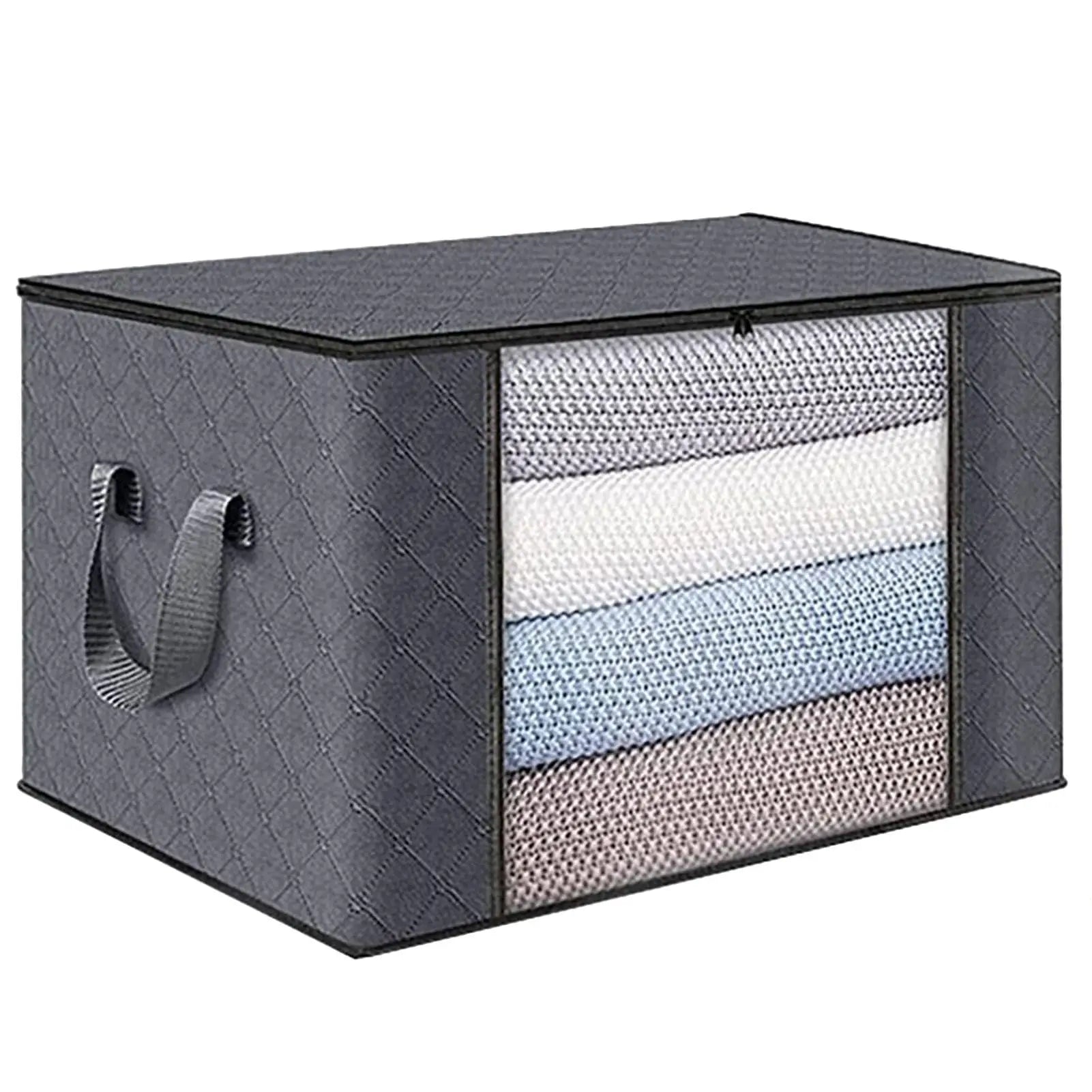 Essentialshouses Small Gray Foldable Under Bed Storage Containers with Clear Window Underbed Toy Organizers and Clothing Storage Bags Closet Storage Bins