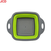 Essentialshouses Small green 1 JCD 1pcs Fruit Vegetable Washing Basket Foldable Strainer Silicone Colander Dish Collapsible Drainer Filter Kitchen Storage Tool
