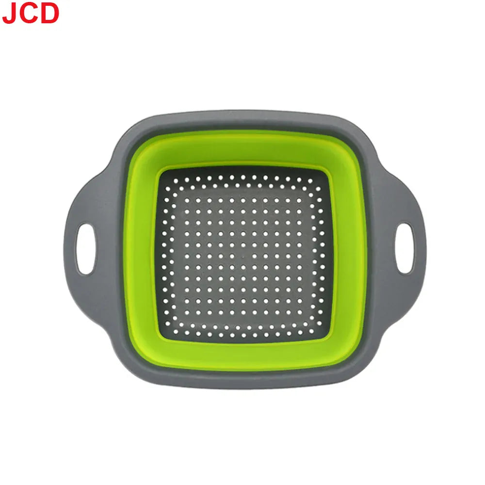 Essentialshouses Small green 1 JCD 1pcs Fruit Vegetable Washing Basket Foldable Strainer Silicone Colander Dish Collapsible Drainer Filter Kitchen Storage Tool