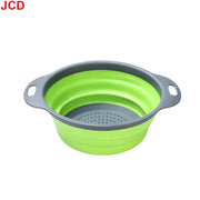 Essentialshouses Small green JCD 1pcs Fruit Vegetable Washing Basket Foldable Strainer Silicone Colander Dish Collapsible Drainer Filter Kitchen Storage Tool