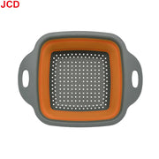 Essentialshouses Small Orange 1 JCD 1pcs Fruit Vegetable Washing Basket Foldable Strainer Silicone Colander Dish Collapsible Drainer Filter Kitchen Storage Tool