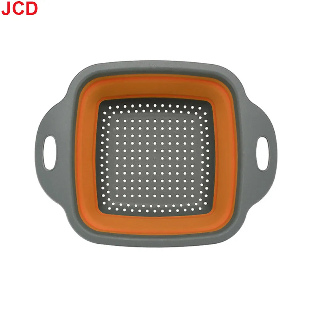 Essentialshouses Small Orange 1 JCD 1pcs Fruit Vegetable Washing Basket Foldable Strainer Silicone Colander Dish Collapsible Drainer Filter Kitchen Storage Tool