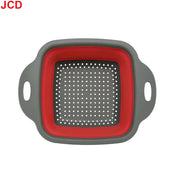 Essentialshouses Small Red 1 JCD 1pcs Fruit Vegetable Washing Basket Foldable Strainer Silicone Colander Dish Collapsible Drainer Filter Kitchen Storage Tool