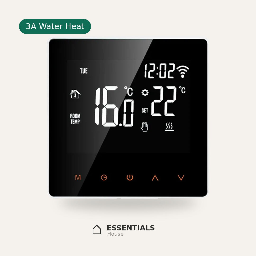 Essentials House smart WiFi thermostat for 3A water heating control, front view