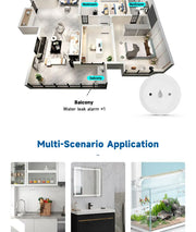Essentialshouses Smart ZigBee3.0 2MQTT Water Leakage Sensor Flood Overflow Alarm APP Remote Monitoring Work with Home Assistant Security Detector