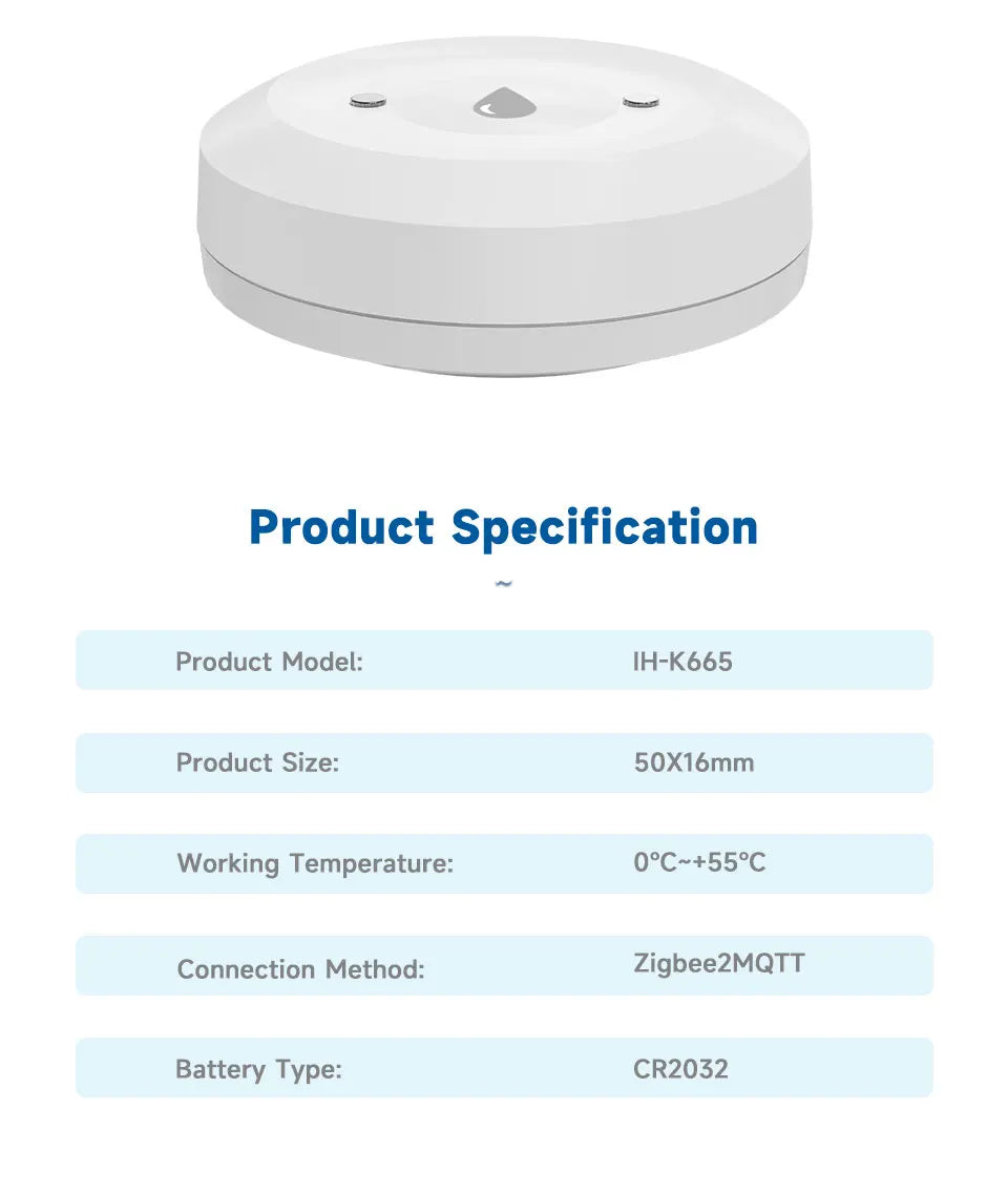 Essentialshouses Smart ZigBee3.0 2MQTT Water Leakage Sensor Flood Overflow Alarm APP Remote Monitoring Work with Home Assistant Security Detector