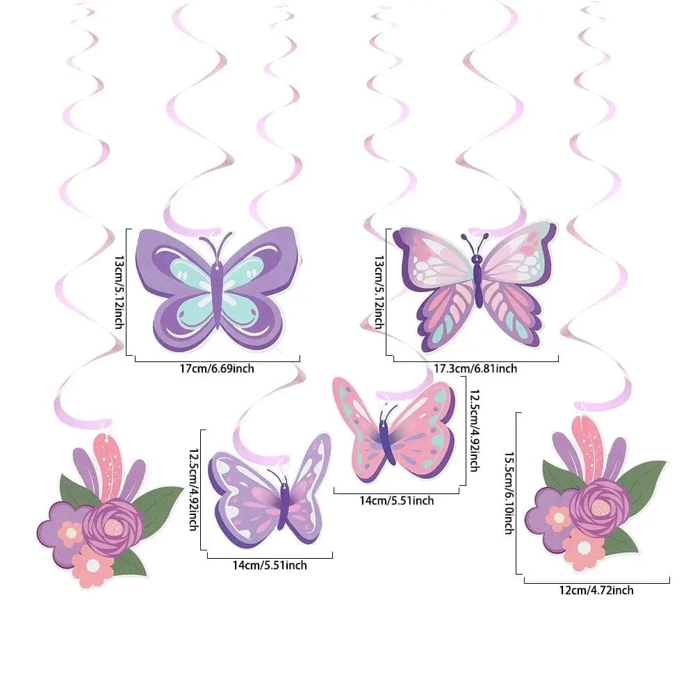 Essentialshouses spiral pendant Purple Butterfly Hanging Swirls Birthday Decoration