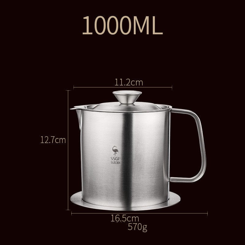 🛢️ Stainless Steel Kitchen Oil Filter Pot – Clean, Store & Reuse Cooking Oil Easily!
