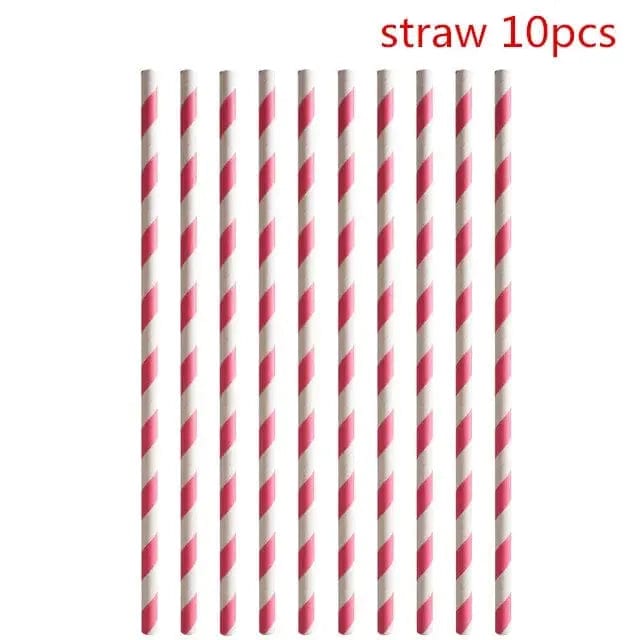 Essentialshouses straw 10pcs Pink Flower Crown Disposable Tableware