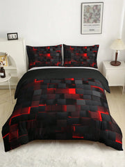 Essentialshouses Technology Style Red Grid Cover Set
