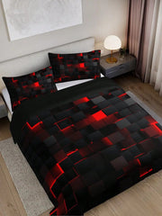 Essentialshouses Technology Style Red Grid Cover Set