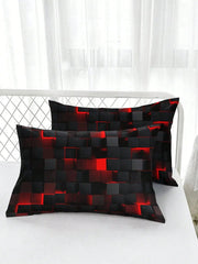 Essentialshouses Technology Style Red Grid Cover Set
