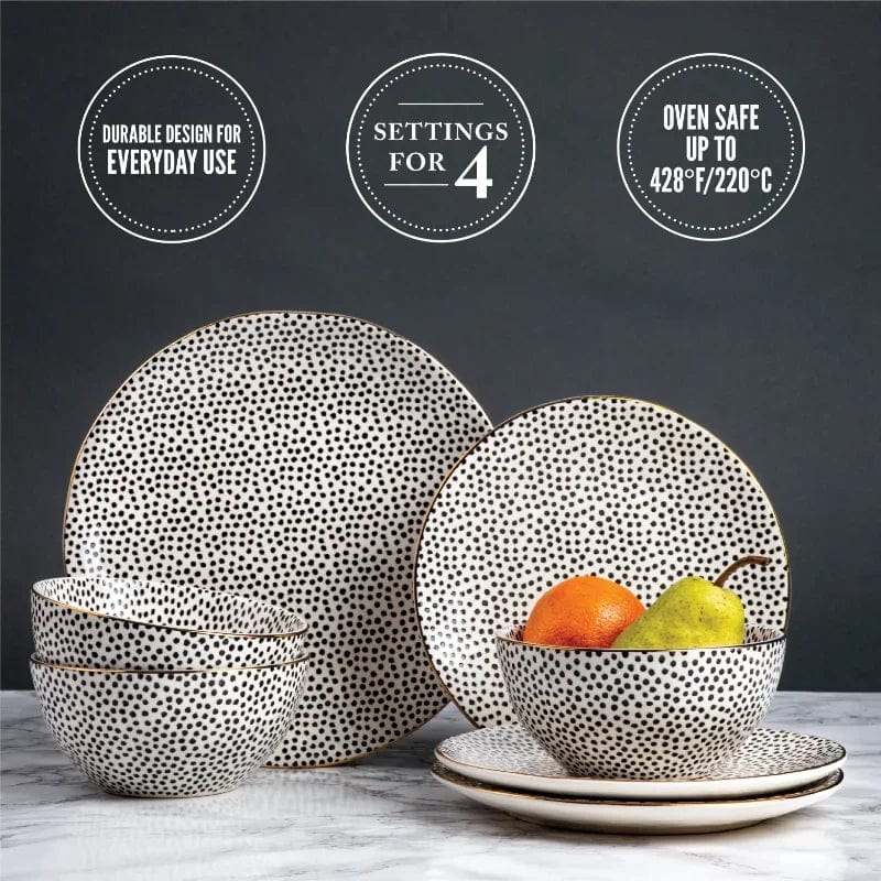 Blue Dot 12 Piece Dinnerware Set - Essentialshouses