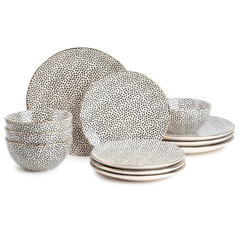 Blue Dot 12 Piece Dinnerware Set - Essentialshouses