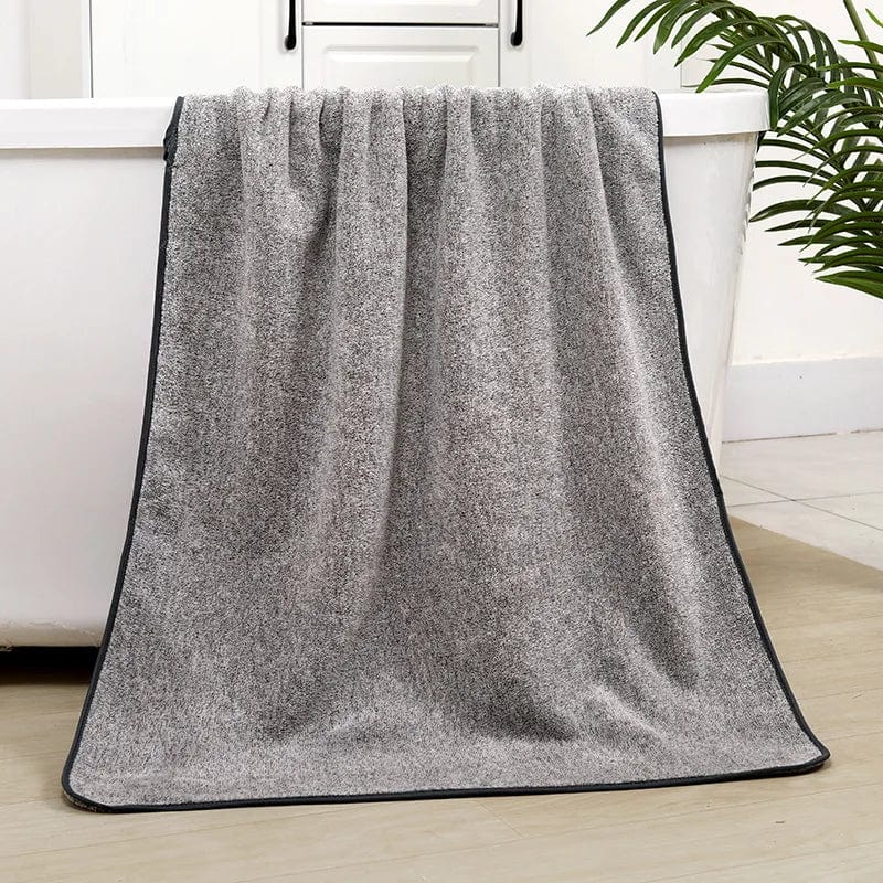 Essentialshouses Towels 70X140CM 🛁 Bamboo Charcoal Fiber Bath Towel & Dry Hair Cap Set – Luxurious Comfort & Hygiene
