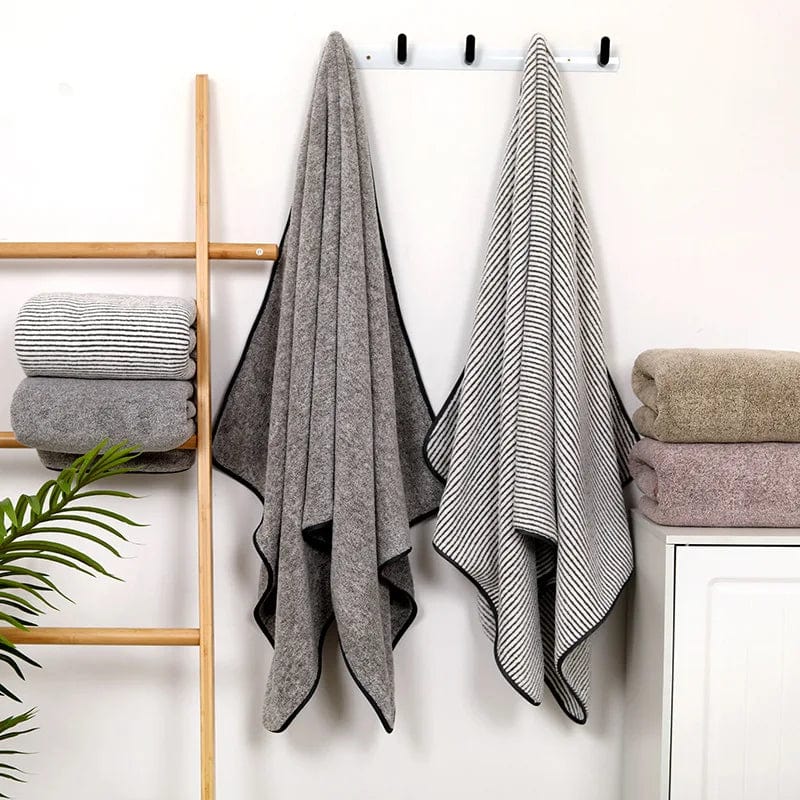 Essentialshouses Towels 🛁 Bamboo Charcoal Fiber Bath Towel & Dry Hair Cap Set – Luxurious Comfort & Hygiene