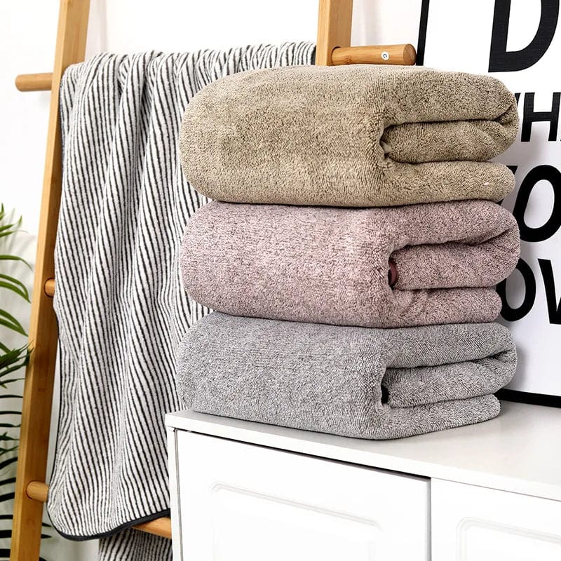 Essentialshouses Towels 🛁 Bamboo Charcoal Fiber Bath Towel & Dry Hair Cap Set – Luxurious Comfort & Hygiene