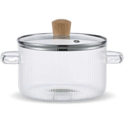 Essentialshouses Transparent 1600ML 1600ML/2300ML Glass Cooking Pot Transparent Borosilicate Glass Simmer Pot with Lid Multifunctional Stew Pots for Cooking Kitchen