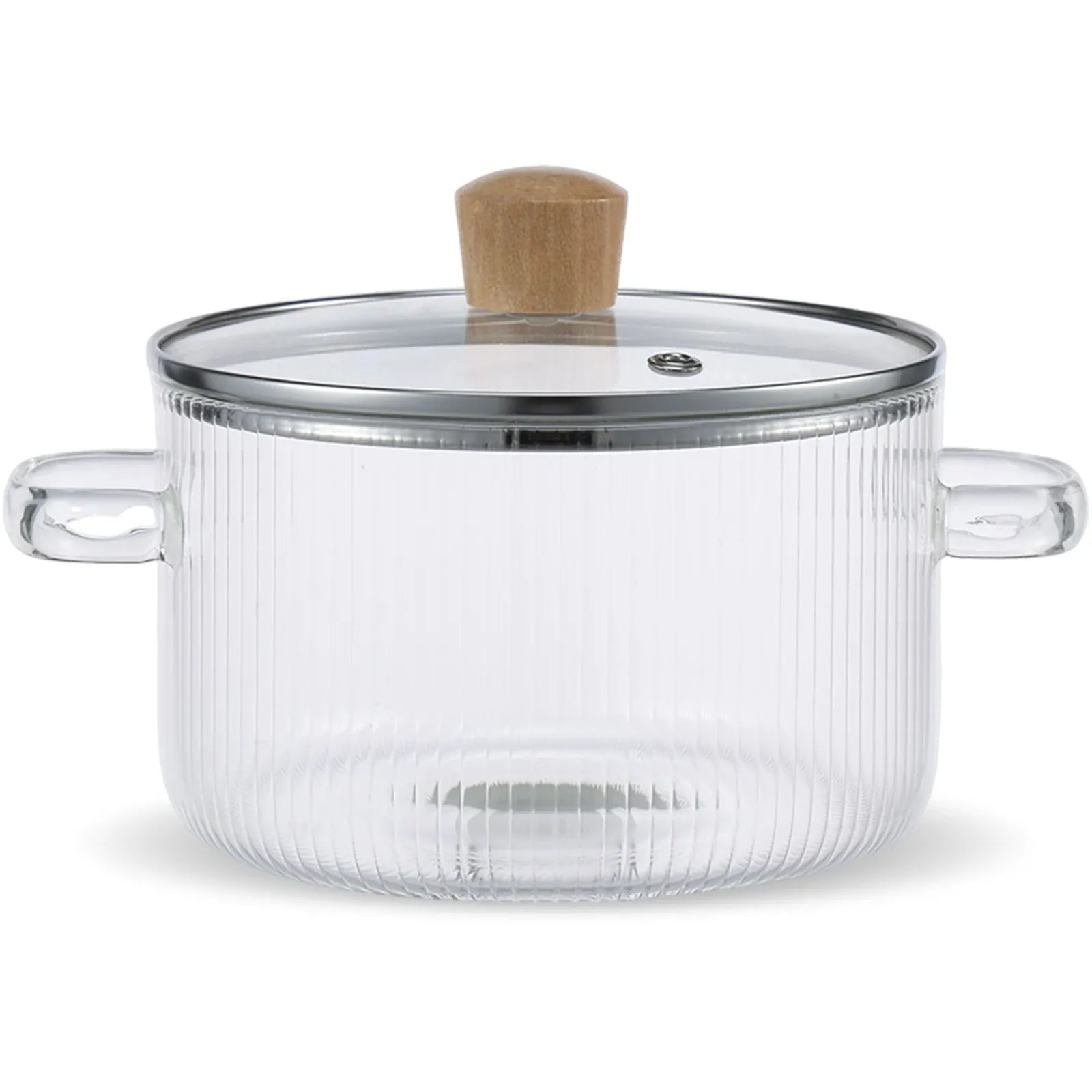 Essentialshouses Transparent 1600ML 1600ML/2300ML Glass Cooking Pot Transparent Borosilicate Glass Simmer Pot with Lid Multifunctional Stew Pots for Cooking Kitchen