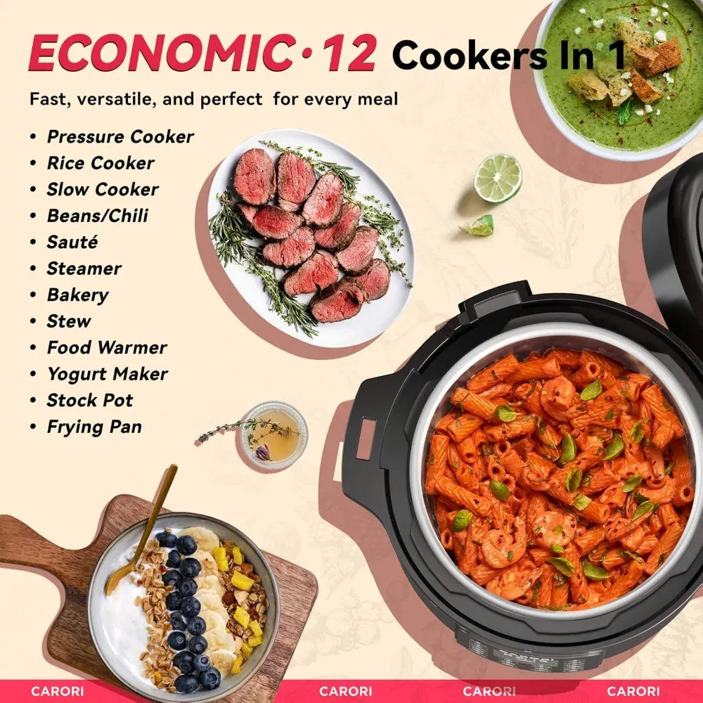 Essentialshouses Transparent / China Mainland Electric Pressure Cooker 12 in 1 Multi Use 8Qt Stainless Steel Slow Rice Cooker Steamer Sauté Yogurt Maker Food Warmer