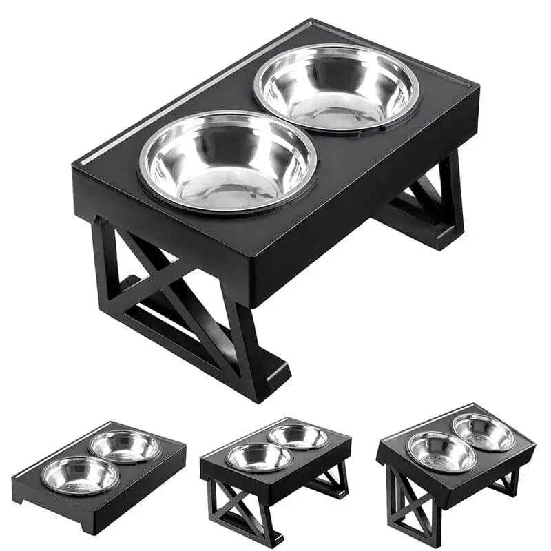 Essentialshouses Two Stainless Bowls Dog Double Elevated Stand Bowl
