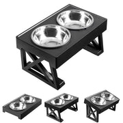 Essentialshouses Two Stainless Bowls Dog Double Elevated Stand Bowl