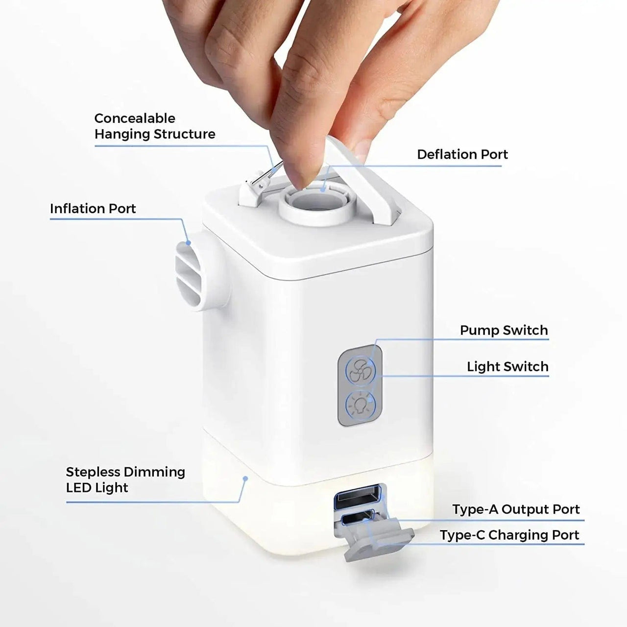 Essentialshouses Ultralight Portable Electric Air Pump