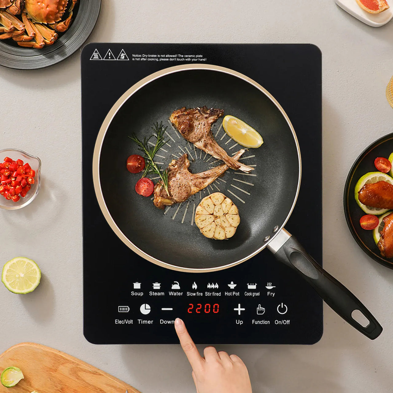 Essentialshouses United States / black / US 110V 750W Electric Induction Cooktop 8 Power Levels Touch Control Burner 180min Timer Portable Stove for Home RV