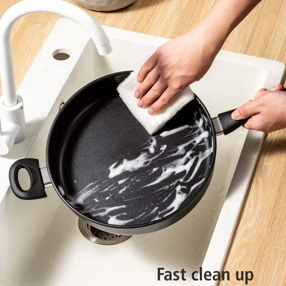 Essentialshouses United States Non-Stick Jumbo Cooker with Glass Lid Cool Touch Handle Dishwasher Safe Cooking Pan Everyday Use Easy Clean Cooking Essential