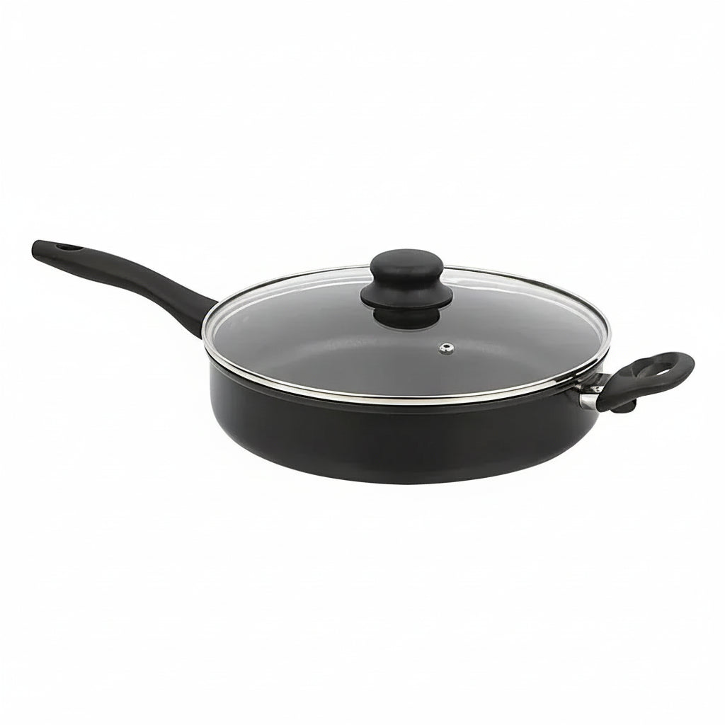 Essentialshouses United States Non-Stick Jumbo Cooker with Glass Lid Cool Touch Handle Dishwasher Safe Cooking Pan Everyday Use Easy Clean Cooking Essential