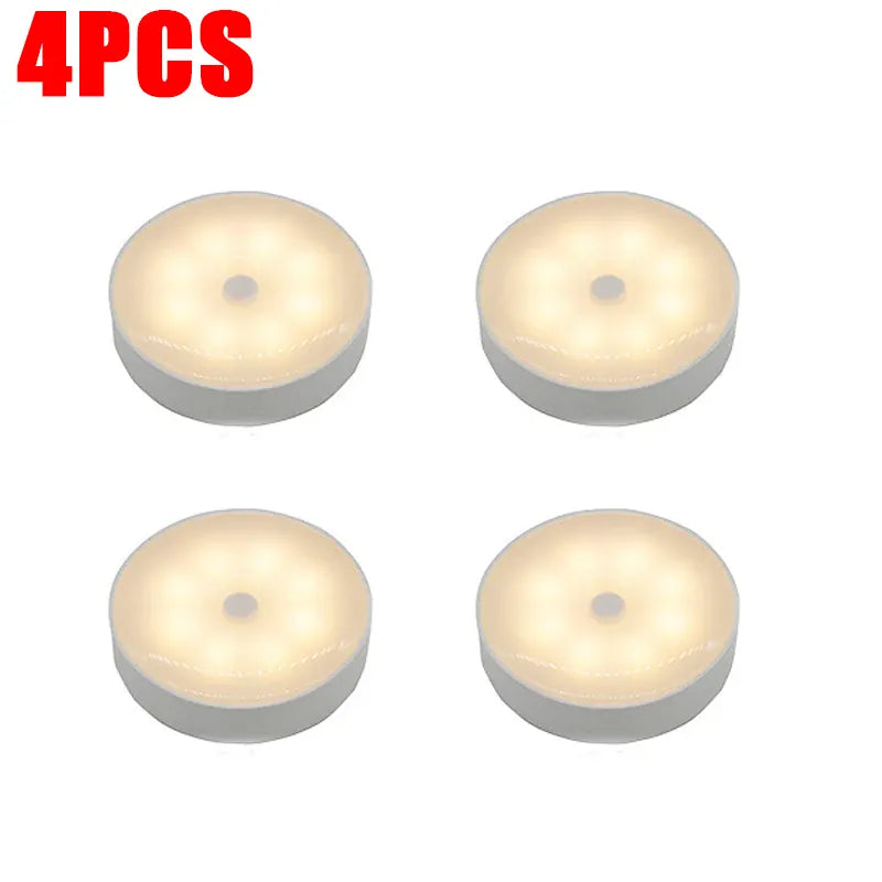 Essentialshouses Warm Light 4PCS Motion Sensor Step Light, USB Rechargeable Wireless LED Floor Lamp for Indoor Stairs Hallway Wardrobe Auto On/Off Night Lighting