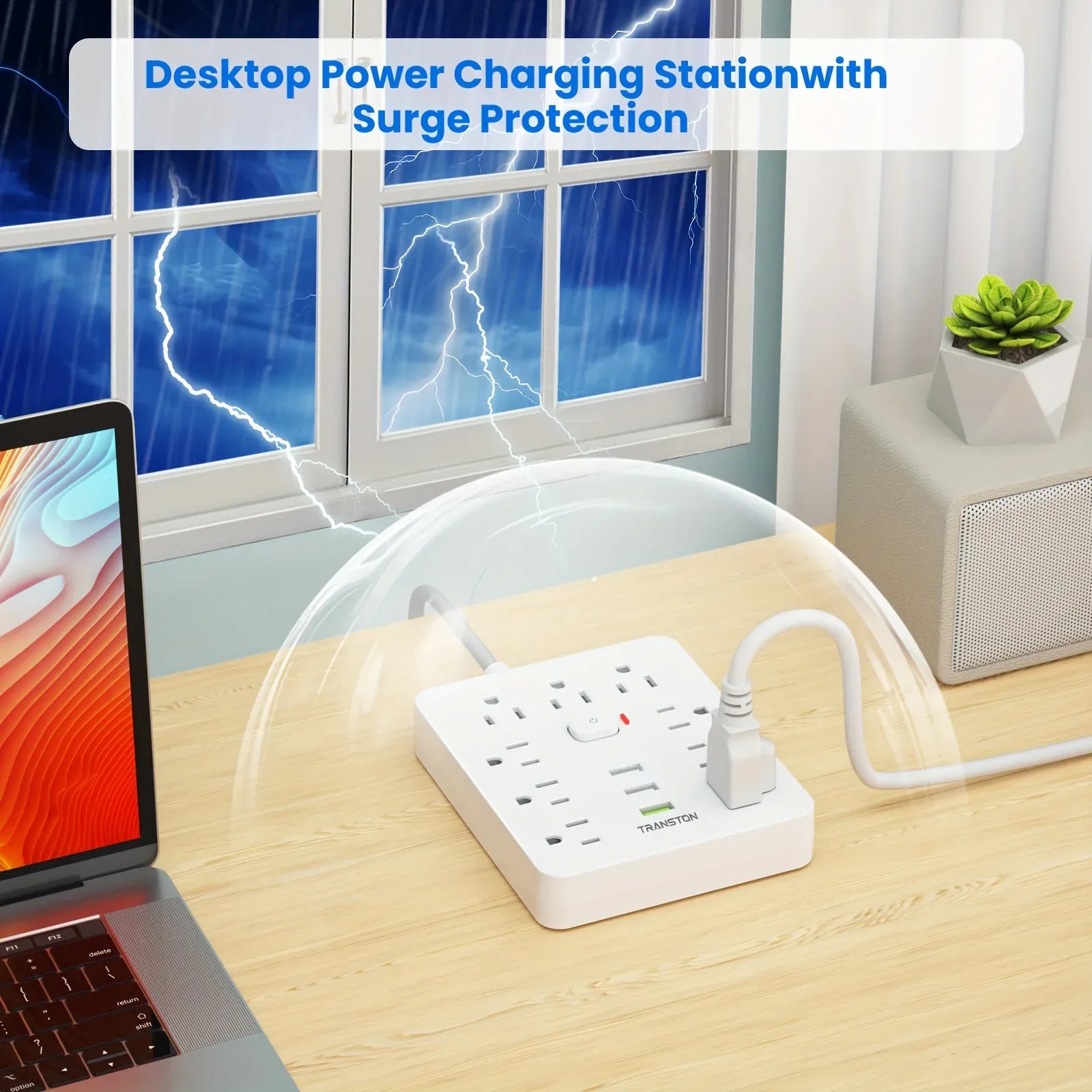 Essentialshouses WHITE / 9 / US|110-240V|United States Power Outlet with Surge Protector, 9 sockets 3 USB Ports,5ft Extension Cord, Quick Charge, For Home and Office,White