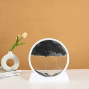 Essentialshouses White Base-Black / 7 inch 3D Sandscape Moving Sand Art Picture Round Glass Deep Sea Hourglass Quicksand Craft Flowing Sand Painting Office Home Decor Gift
