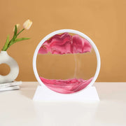 Essentialshouses White Base-Pink / 5 inch 3D Sandscape Moving Sand Art Picture Round Glass Deep Sea Hourglass Quicksand Craft Flowing Sand Painting Office Home Decor Gift