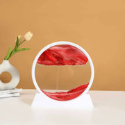 Essentialshouses White Base-Red / 12 inch 3D Sandscape Moving Sand Art Picture Round Glass Deep Sea Hourglass Quicksand Craft Flowing Sand Painting Office Home Decor Gift