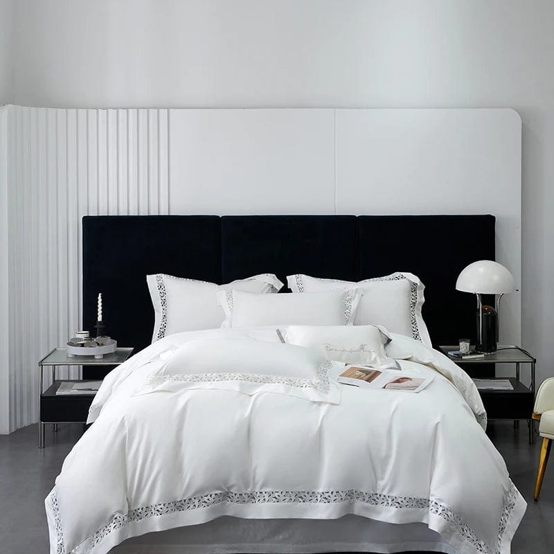 Essentialshouses WHITE / King Size 4pcs Pure White Egyptian Cotton Bedding Set