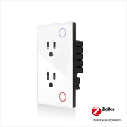 Essentialshouses White Melery Tuya Zigbee Smart Wall Socket US Electrical Monitoring Plug Glass Panel Outlet Timer App Remote by Google Home Alexa