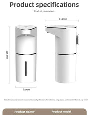 Essentialshouses white New Bathroom Automatic Sensing Soap Dispenser Type C Multiple Levels Contactless Electric Frother Charging Wall Mounted Vertical