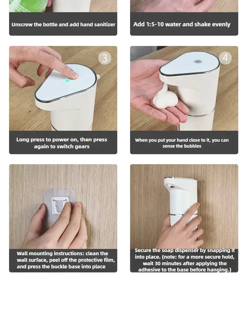 Essentialshouses white New Bathroom Automatic Sensing Soap Dispenser Type C Multiple Levels Contactless Electric Frother Charging Wall Mounted Vertical