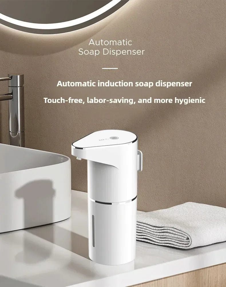 Essentialshouses white New Bathroom Automatic Sensing Soap Dispenser Type C Multiple Levels Contactless Electric Frother Charging Wall Mounted Vertical