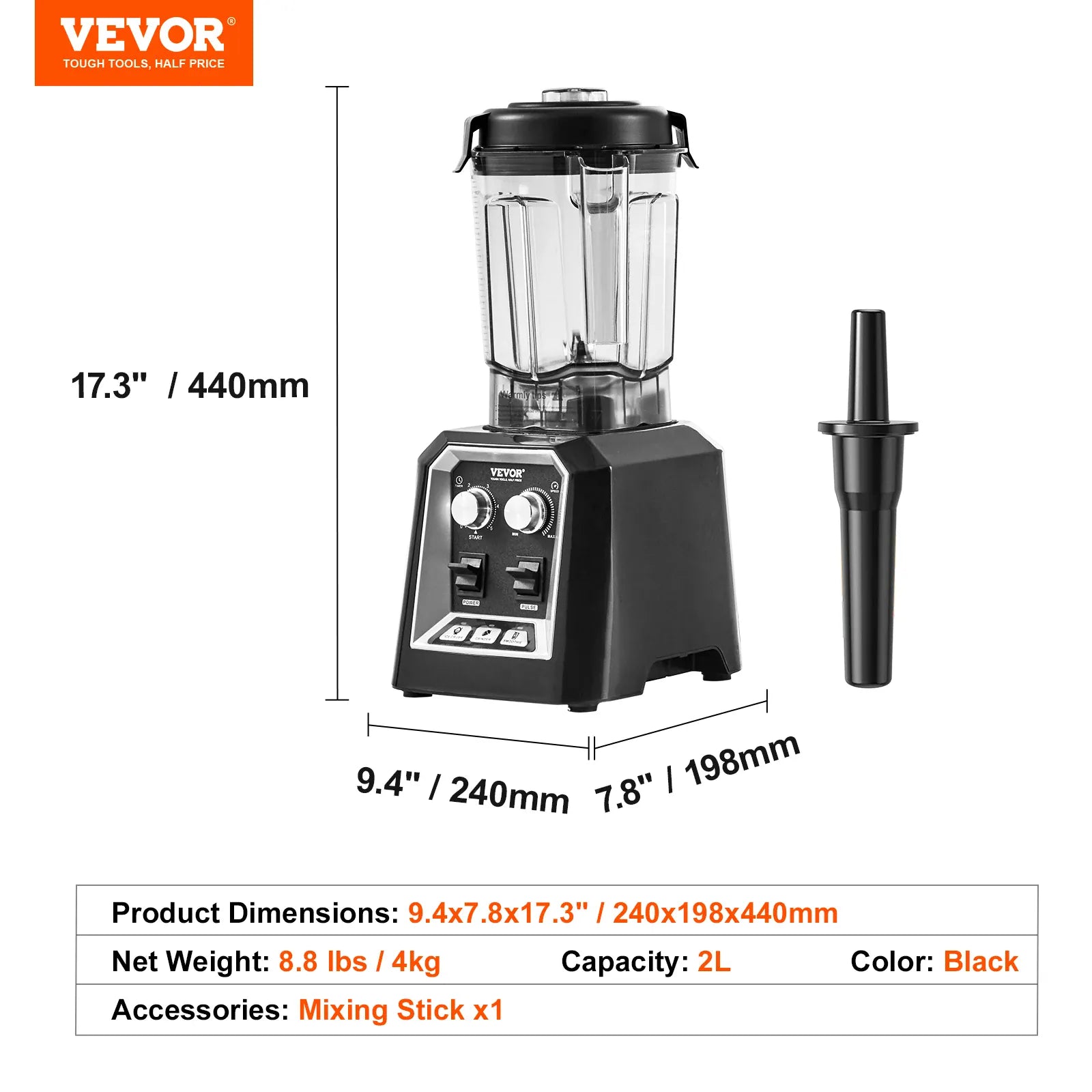 Essentialshouses WHITE / United States SucceBuy 2L Smoothie Blender Professional Countertop Fruit Food Processor Mixer Maker with Stainless Steel for Home Kitchen Bar