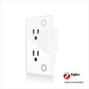 Essentialshouses White-white Melery Tuya Zigbee Smart Wall Socket US Electrical Monitoring Plug Glass Panel Outlet Timer App Remote by Google Home Alexa