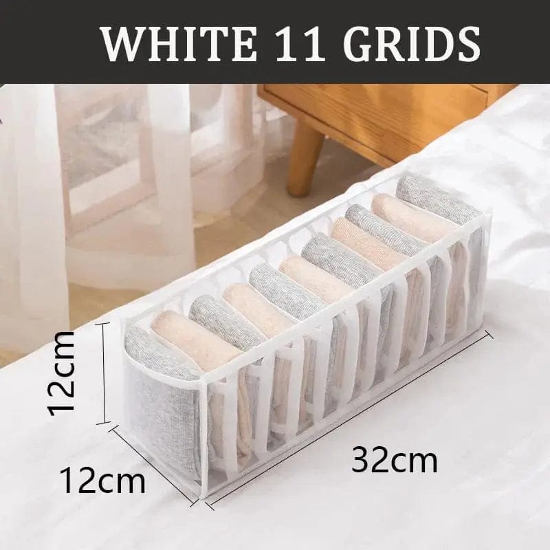 Essentialshouses White11grid 32X12X12 🧺Underwear & Bra Organizer Storage Box – Streamline Your Wardrobe with Elegance